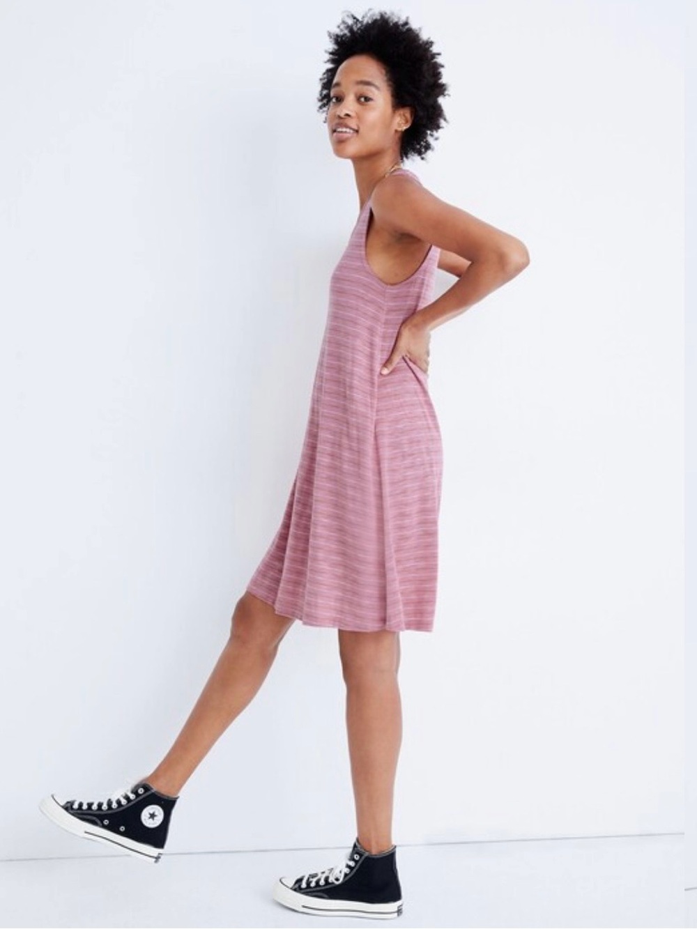 Madewell Pink Highpoint Tank Dress Chapin Stripe Size M Flowy